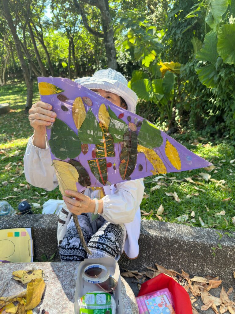 自然探索五感體驗|孩子食農教育從大自然開始 5 以自然葉片素材完成創作作品分享五感探索成果